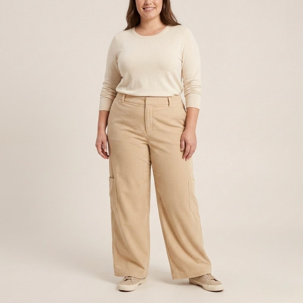 Wild Fable Cargo‎ Pants Womens XXL Tan New Corduroy Wide Leg High Rise Baggy Y2K